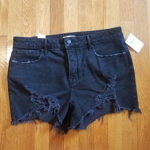 NWT Good American Bombshell Button Fly Black Short sz 14/32